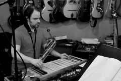 Chris and the 20-string zither he designed and built